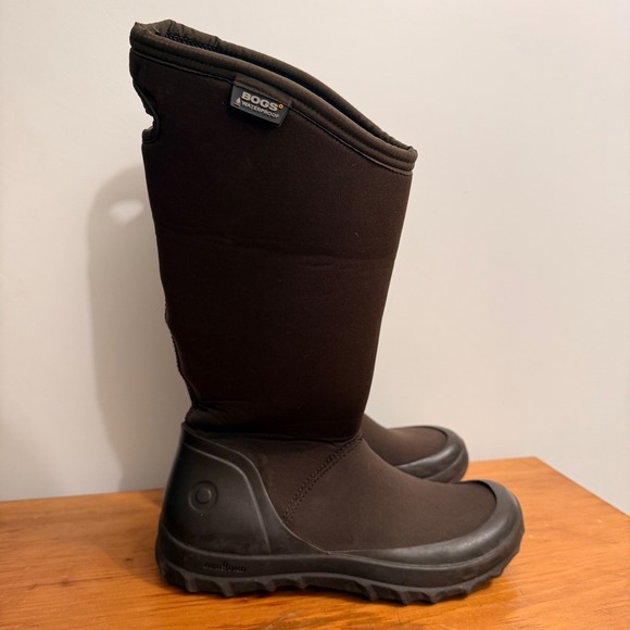 BOGS Waterproof Tall Boots Women's Dark Brown Size 8 Neoprene Rubber - Picture 3 of 8